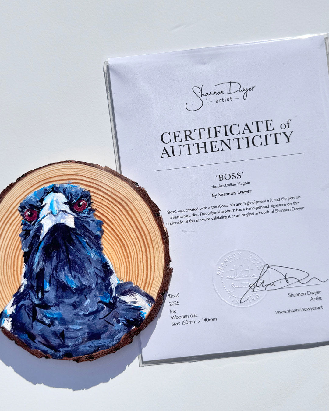 'BOSS' the Australian Magpie Wooden Disc