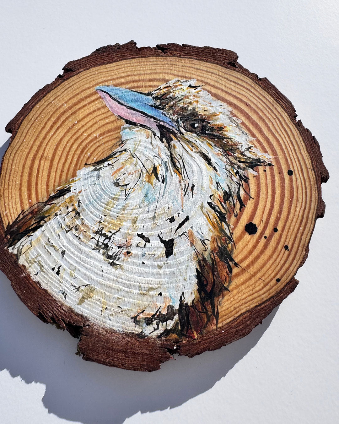 'Watchful' the Laughing Kookaburra Wooden Disc