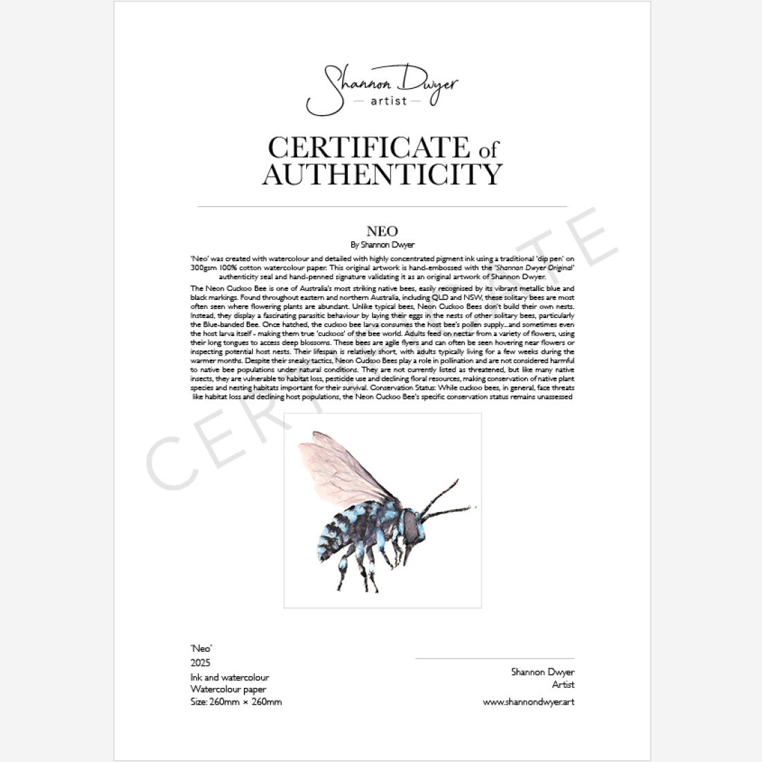 'NEO', the Neon Cuckoo Bee - original artwork