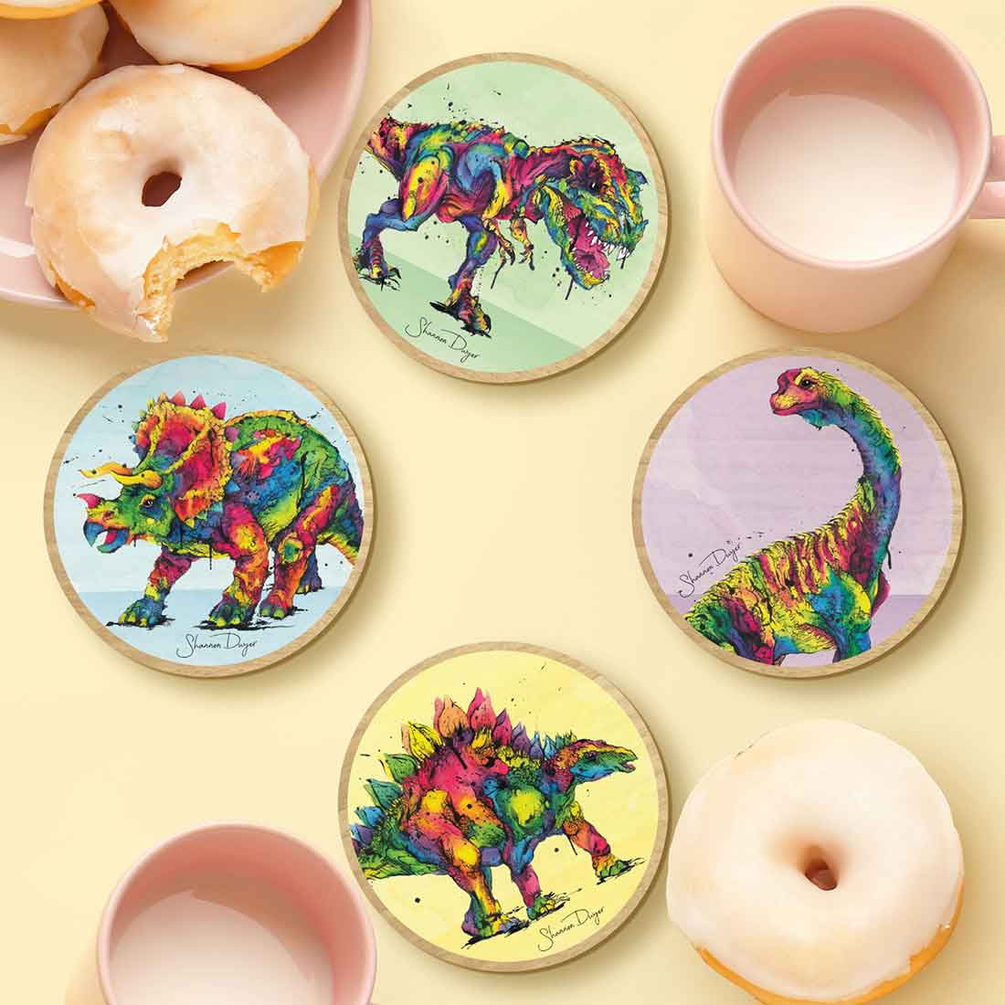 Rainbo-saurus Coaster Set of 4