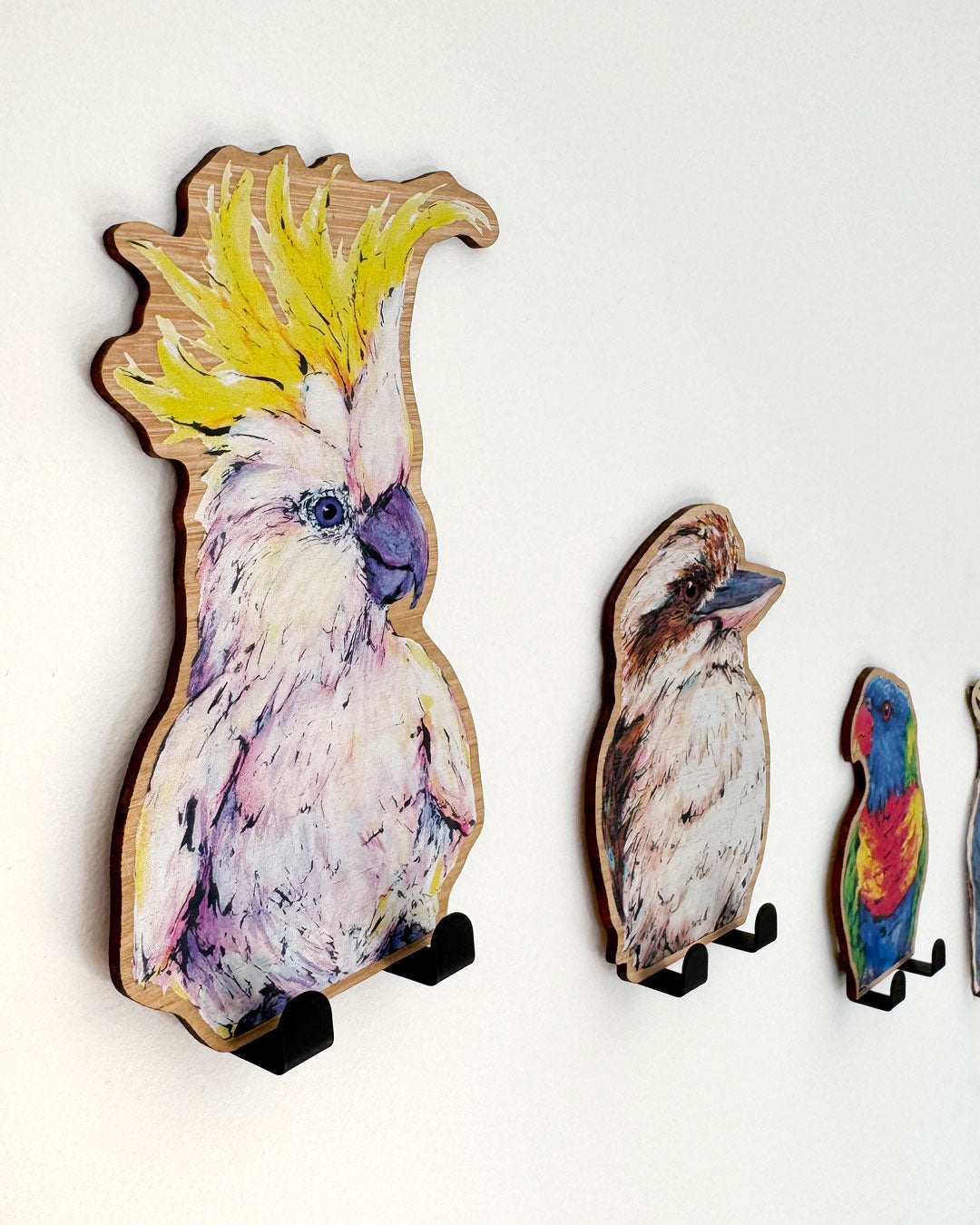 'Chappy' Sulphur-crested Cockatoo | Wooden Wildlife Key Hook | Australian Bird Wall Art (Copy)