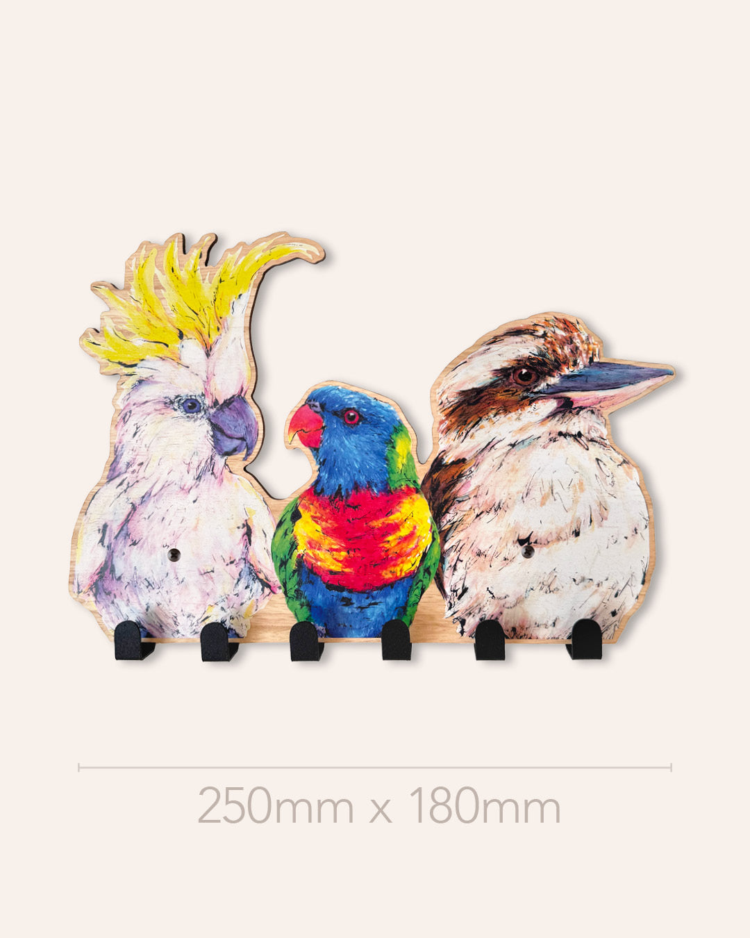 'Front Door Flock' Australian Birds | Wooden Wildlife Key Hook | Wall Art