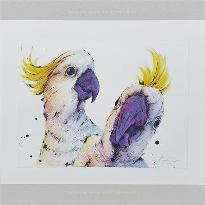 'SELFIE' the Sulphur-crested Cockatoos - original artwork