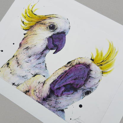 'SELFIE' the Sulphur-crested Cockatoos - original artwork