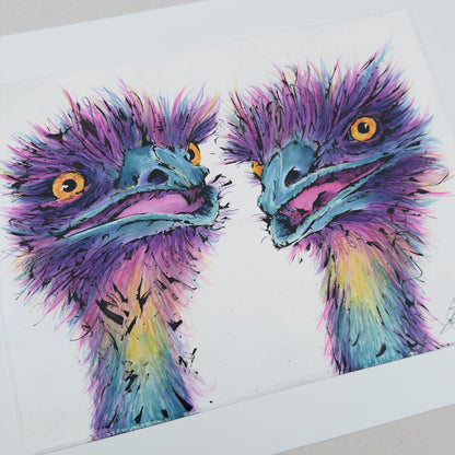 'GOSSIP' the Emus - original artwork