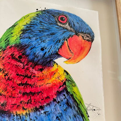 'PRETTY BOY' the Rainbow Lorikeet - Framed* original artwork
