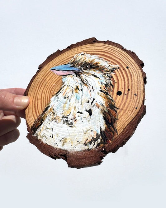 'Watchful' the Laughing Kookaburra Wooden Disc