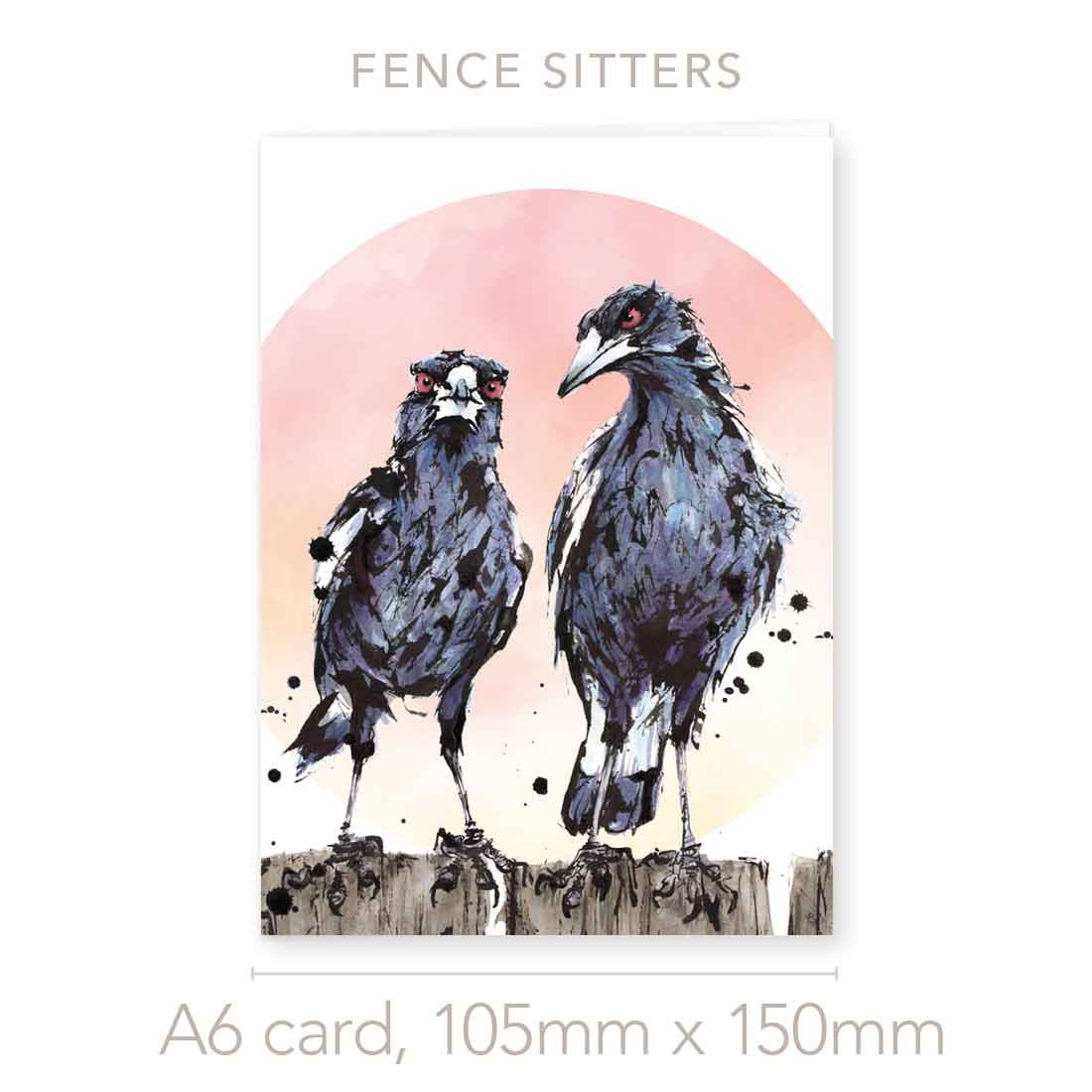 Greeting Card 'Fence Sitters', the Australian Magpies