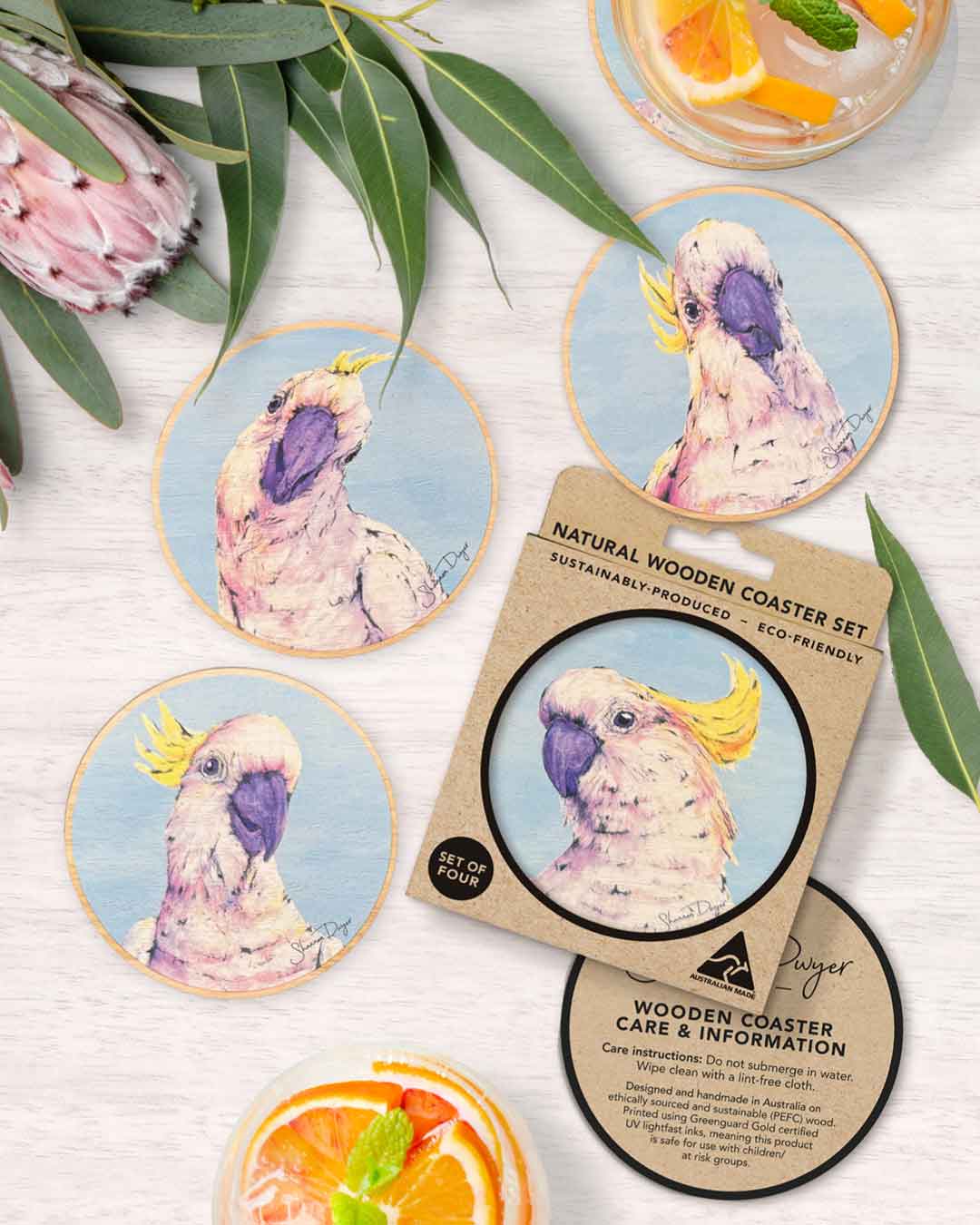 Curious Cockies, Coaster Set of 4