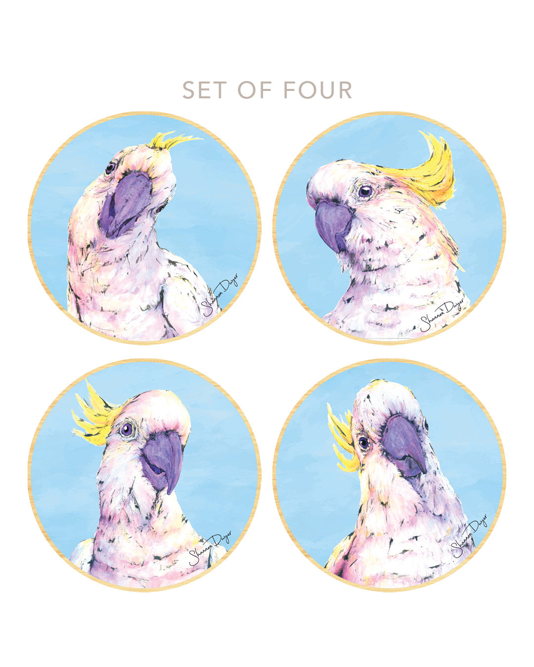 Curious Cockies, Coaster Set of 4