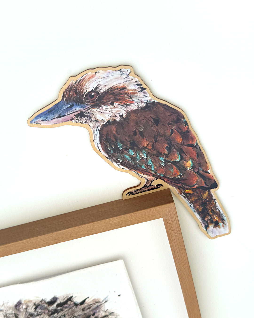 Wooden kookaburra corner decoration for door frame