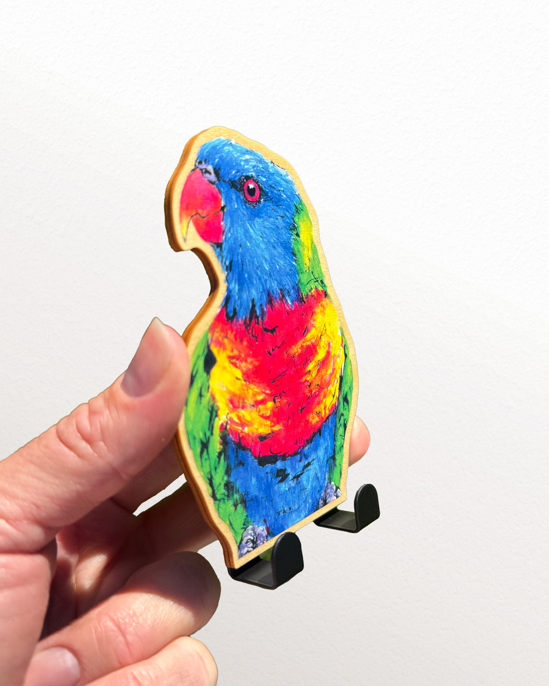 'Buddy' Rainbow Lorikeet | Wooden Wildlife Key Hook | Australian Bird Wall Art