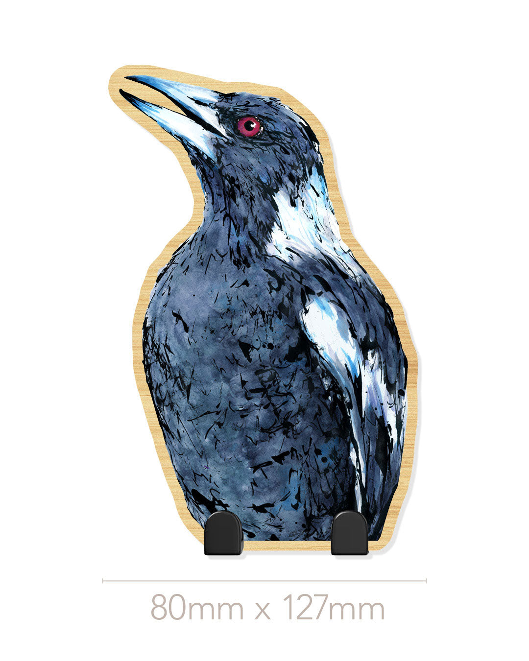 'Dawn Chorus' Australian Magpie | Wooden Wildlife Key Hook | Australian Bird Wall Art