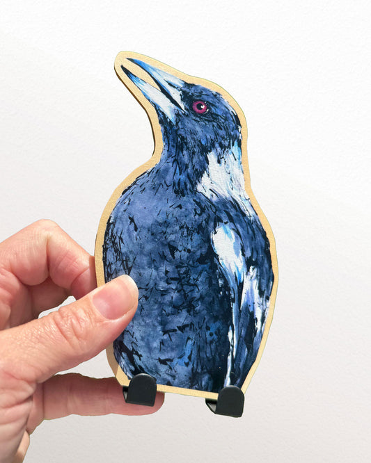 'Dawn Chorus' Australian Magpie | Wooden Wildlife Key Hook | Australian Bird Wall Art