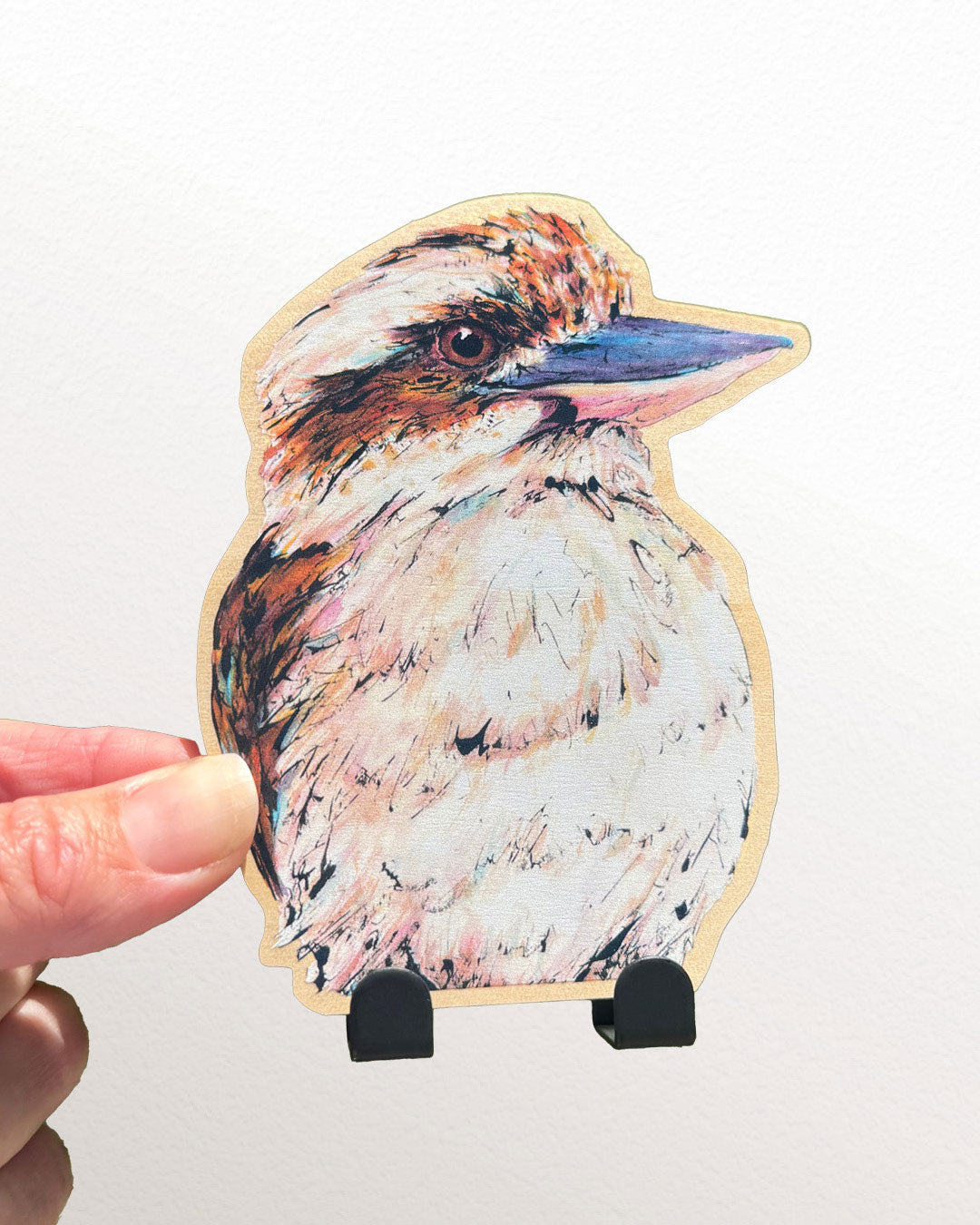 'Floofy' Laughing Kookaburra | Wooden Wildlife Key Hook | Australian Bird Wall Art