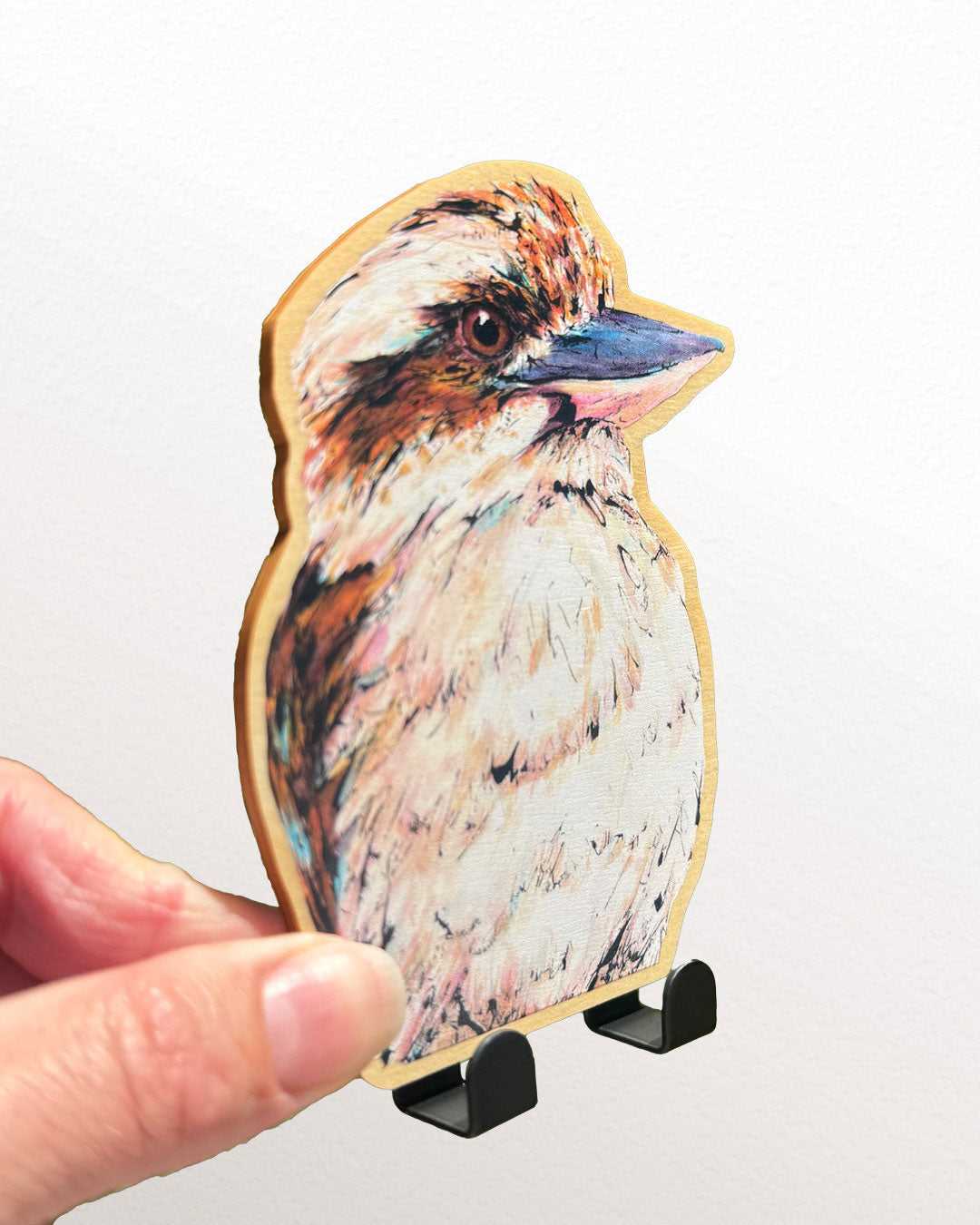 'Floofy' Laughing Kookaburra | Wooden Wildlife Key Hook | Australian Bird Wall Art