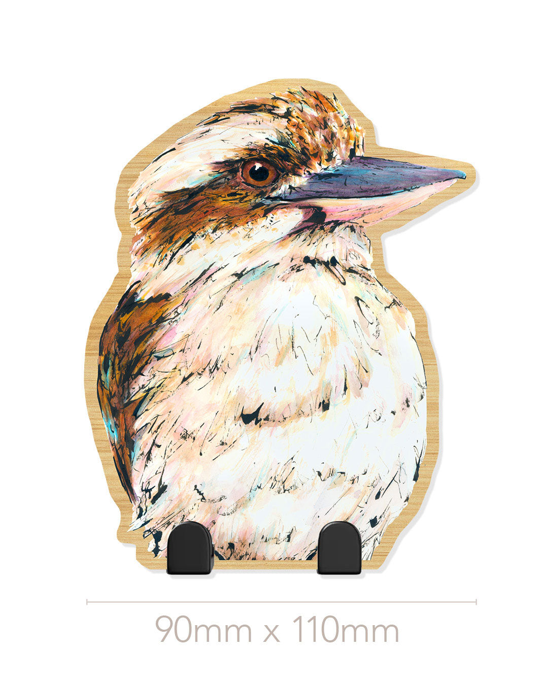 'Floofy' Laughing Kookaburra | Wooden Wildlife Key Hook | Australian Bird Wall Art