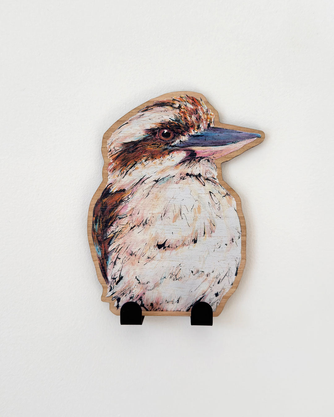 'Floofy' Laughing Kookaburra | Wooden Wildlife Key Hook | Australian Bird Wall Art