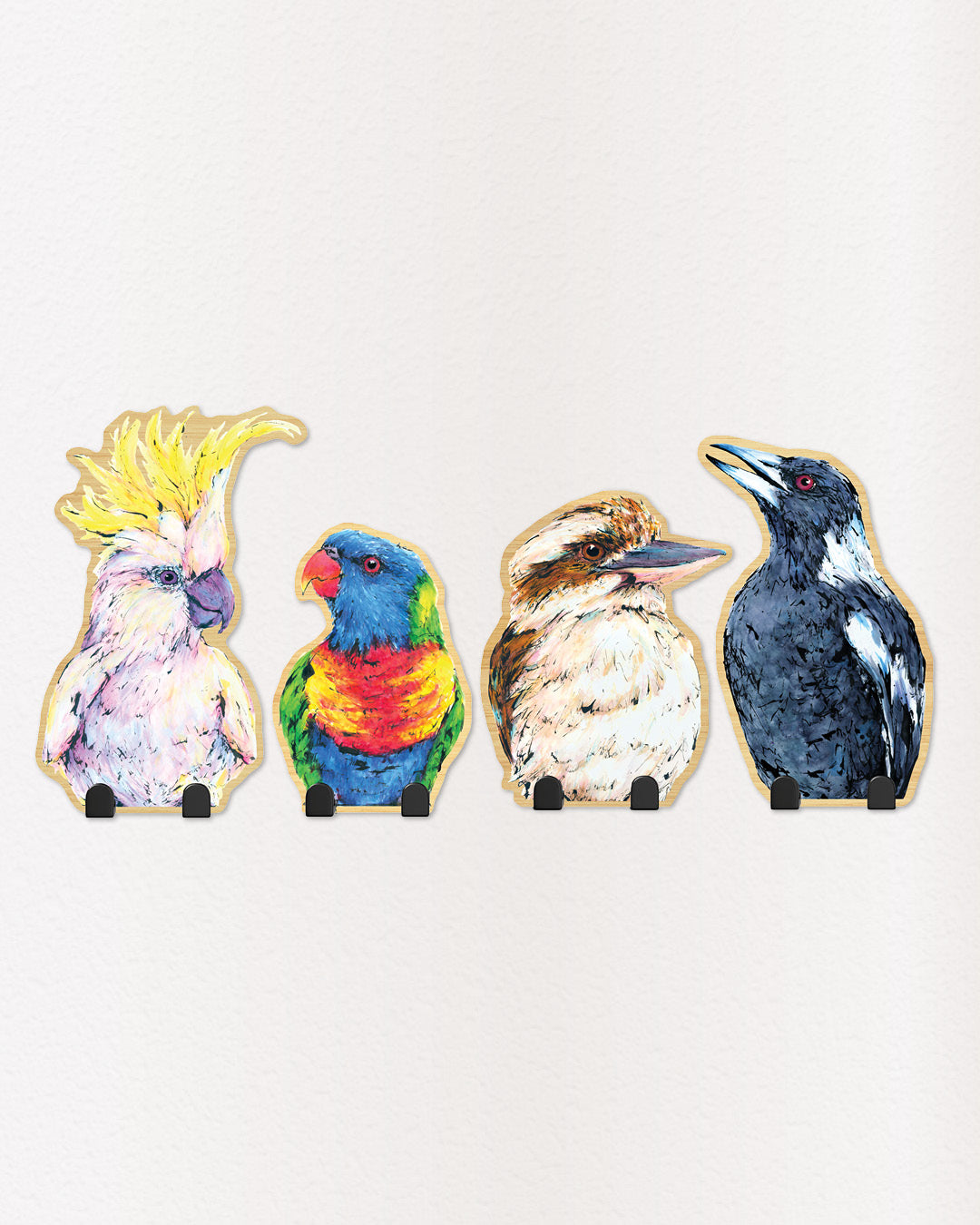 'Buddy' Rainbow Lorikeet | Wooden Wildlife Key Hook | Australian Bird Wall Art