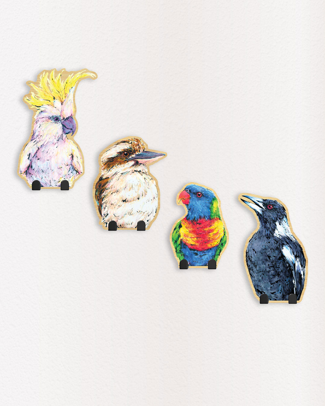 'Chappy' Sulphur-crested Cockatoo | Wooden Wildlife Key Hook | Australian Bird Wall Art (Copy)