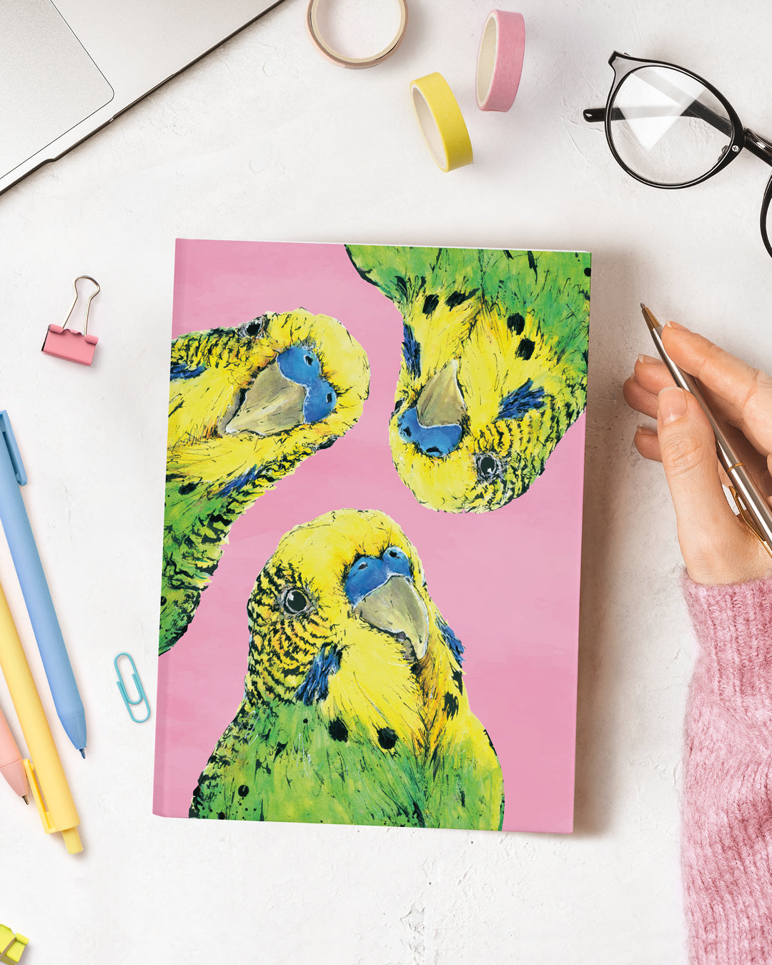 'Jolification' Budgerigar Notebook | Australian Wildlife Art | Shannon Dwyer Artist