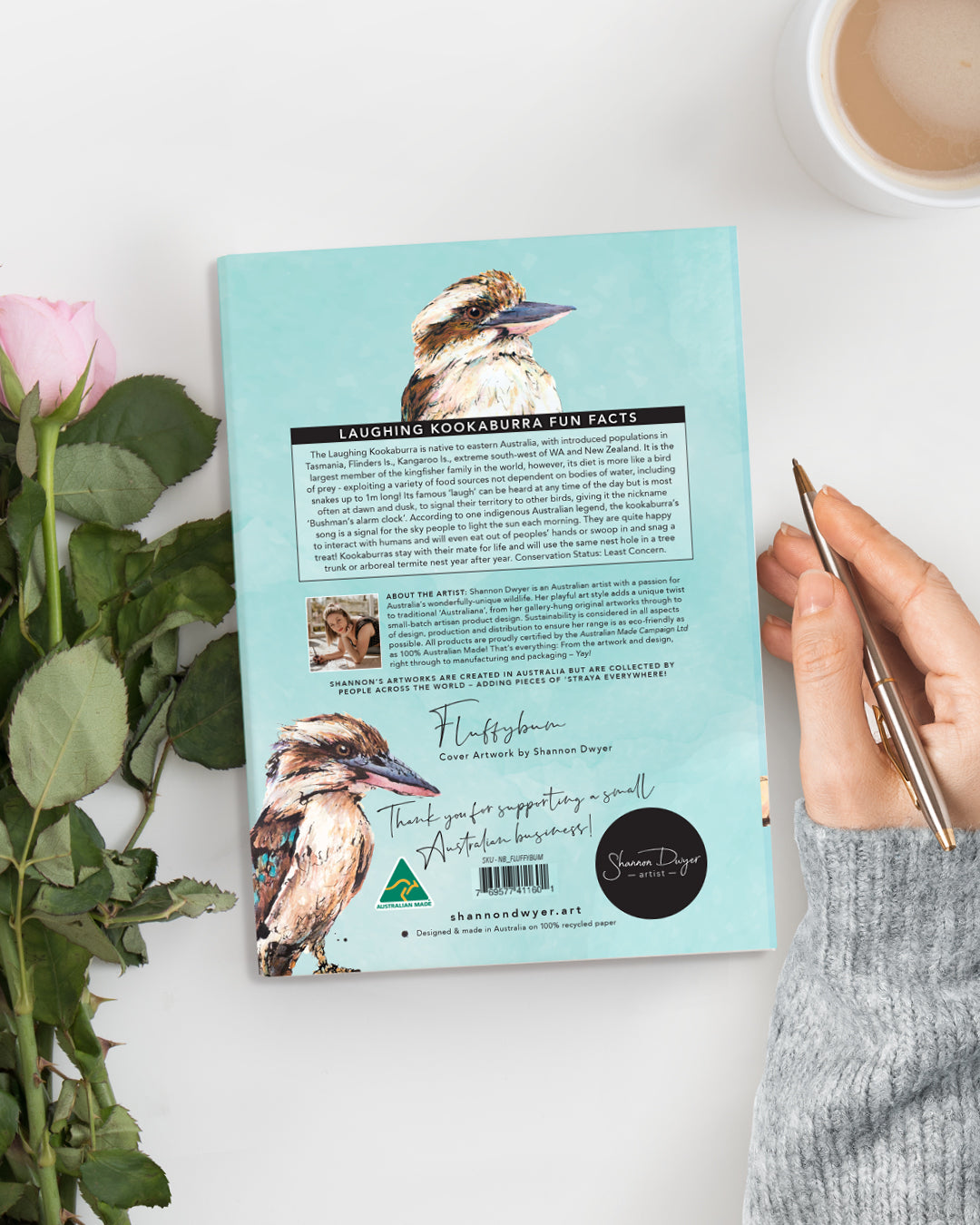 'Fluffybum' Kookaburra Notebook | Australian Wildlife Art | Shannon Dwyer Artist