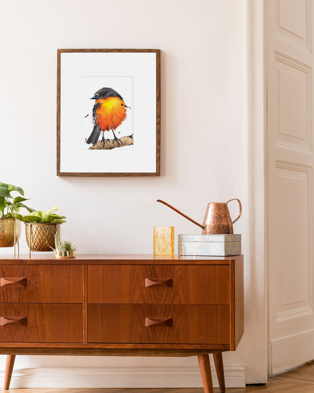 'Fireball' the Flame Robin | Fine Art Print | Australian Wildlife Art