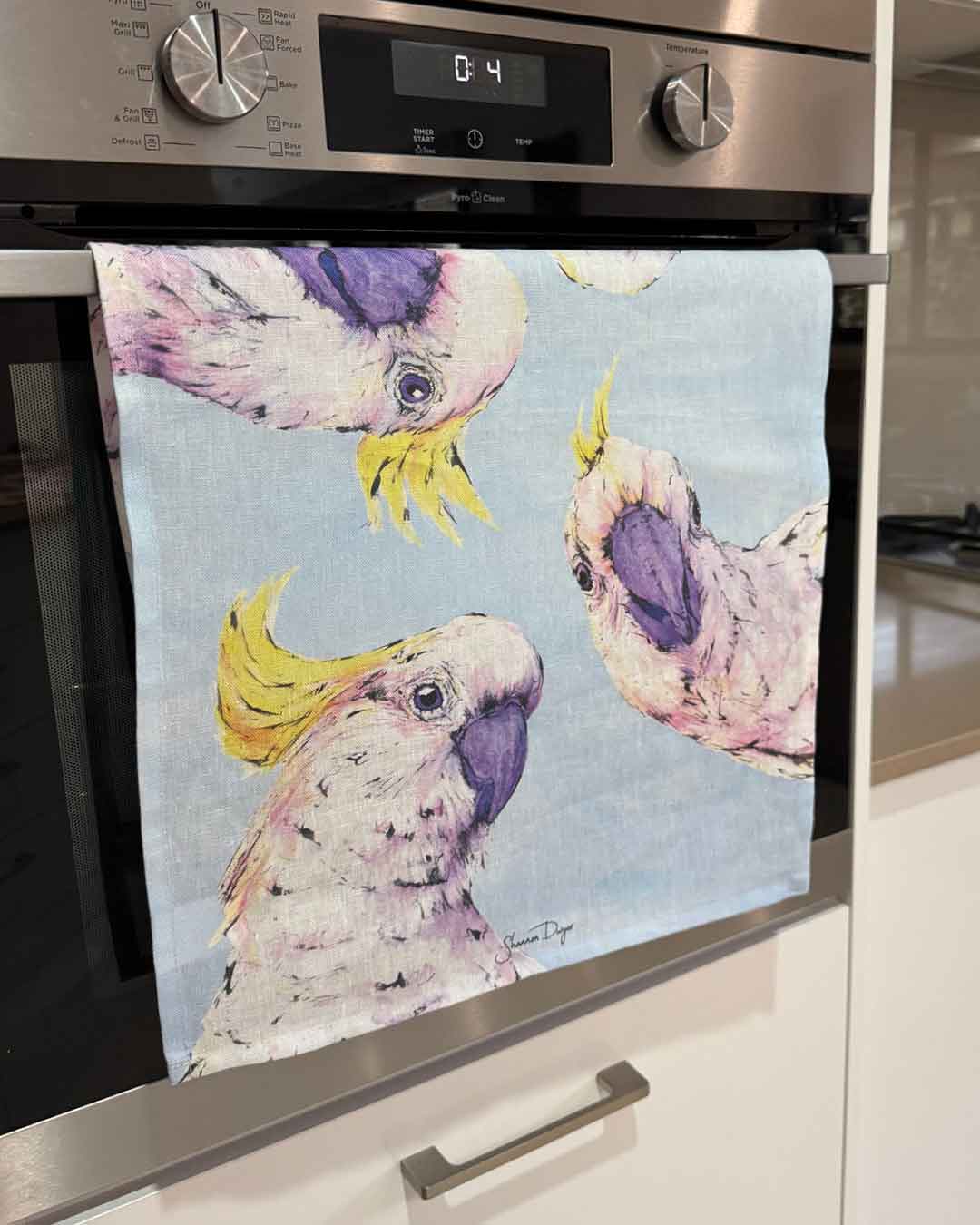 'Curious Cockies' Tea Towel