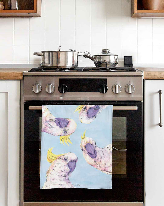 'Curious Cockies' Tea Towel