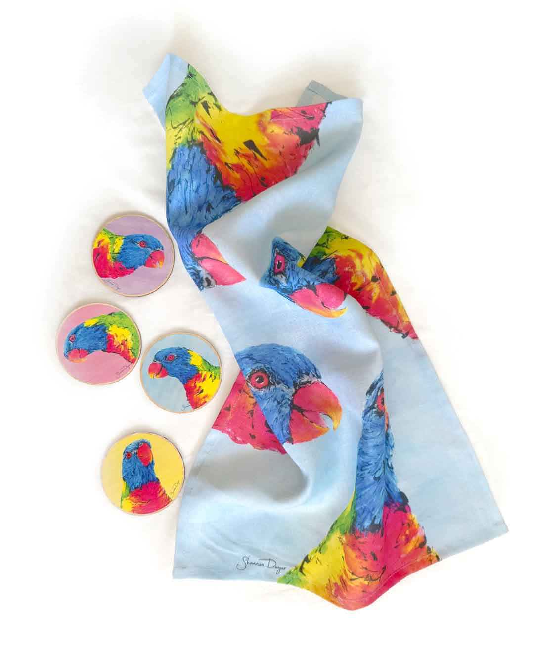'Rainbow Brights' Tea Towel