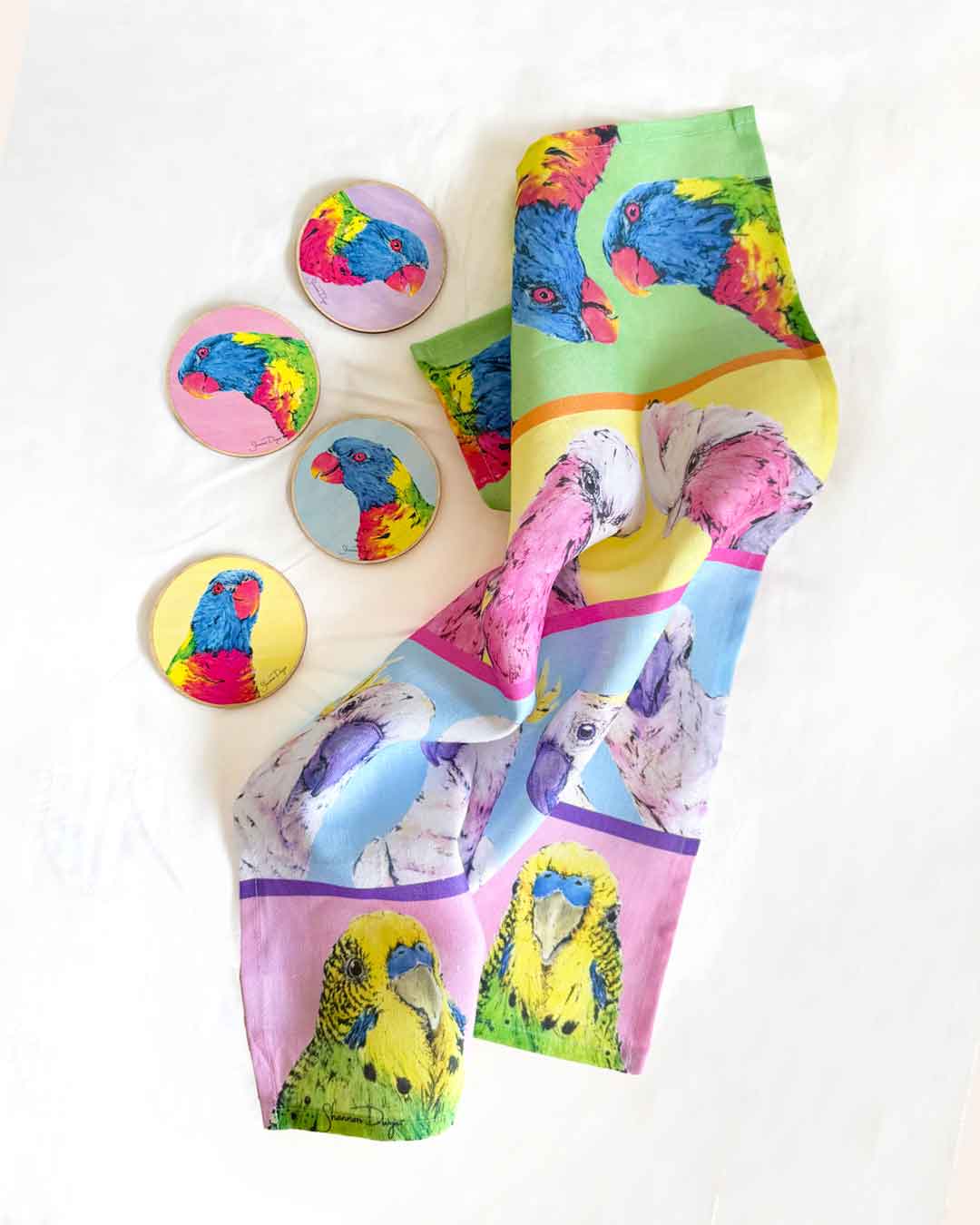 'Parrot Paradise' Tea Towel