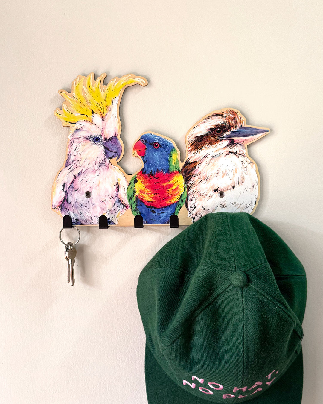 'Front Door Flock' Australian Birds | Wooden Wildlife Key Hook | Wall Art