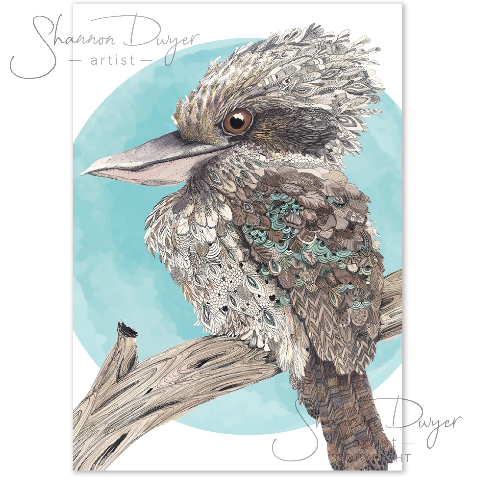 'Eye on You' POP Greeting Card artwork of a Kookaburra by Shannon Dwyer Artist