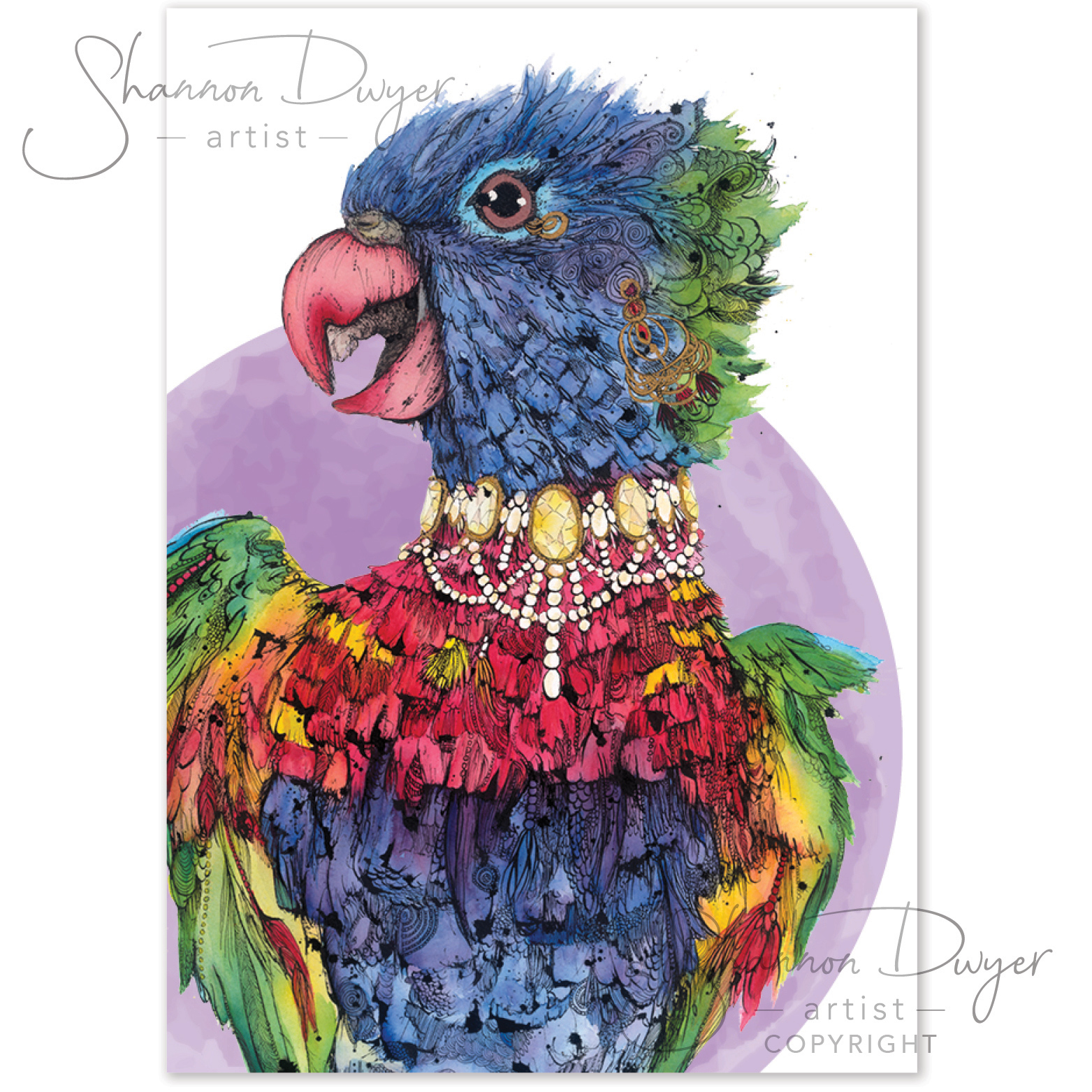 'Rainbow' POP Greeting Card artwork of a Rainbow Lorikeet by Shannon Dwyer Artist
